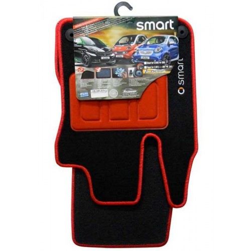 Σετ πατάκια 2τμχ μοκετα SMART FOR 2 453 2015- μαυρο κοκκκινο 3056000011