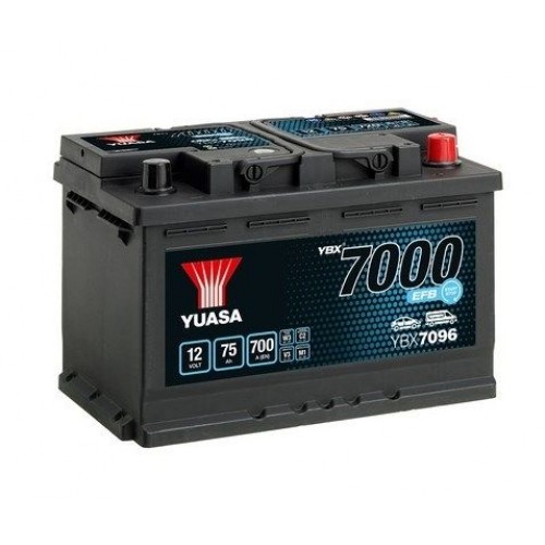 YUASA YBX7096 – Μπαταρία Αυτοκινήτου 12V 75Ah 700A (EFB Start Stop Plus) 278×175×190 mm