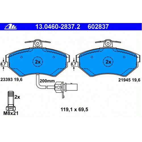 8E0698151M Γνήσιια τακάκια ATE 13046028372