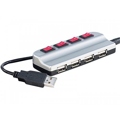Xystec  Hub USB 2.0 4θύρες με διακόπτες on/off ανά usb