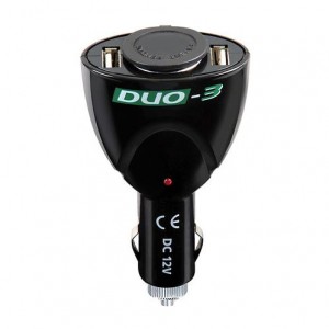 Lampa DUO-3 Διπλός USB φορτιστής αυτοκινήτου με έξοδο αναπτήρα 12V