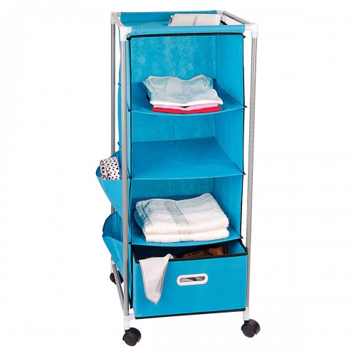 Ραφιέρα για το μπάνιο με 3 ράφια +1 συρτάρι τσέπες και ρόδες 38,5 x 99 x 38,5 