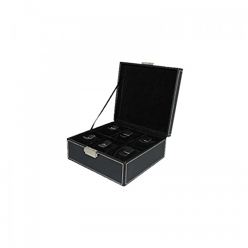 Θήκη με 6 θέσεις ρολογιών με δερμάτινη εμφάνιση και βελούδινη εσωτερική επένδυση