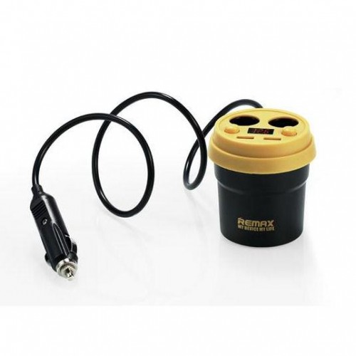 Remax διπλό splitter με βολτόμετρο αυτοκινήτου + 2 usb Remax 3.1A USBx2 Black CR-2XP