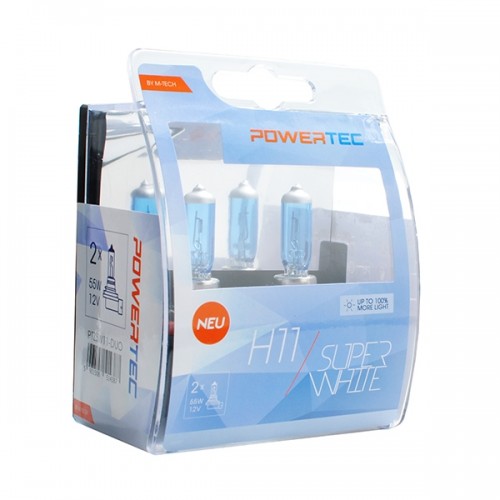 H11 12V 55W Mtech Powetec SUPER WHITE +100% PTZSW11-DUO