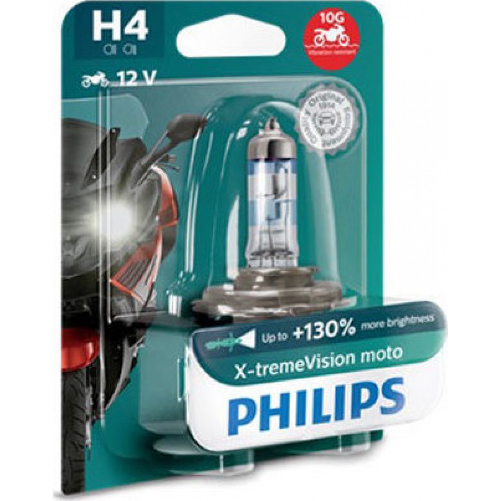 Λάμπα Philips H4 X-Treme Vision Moto +130% περισσότερο φως 10G