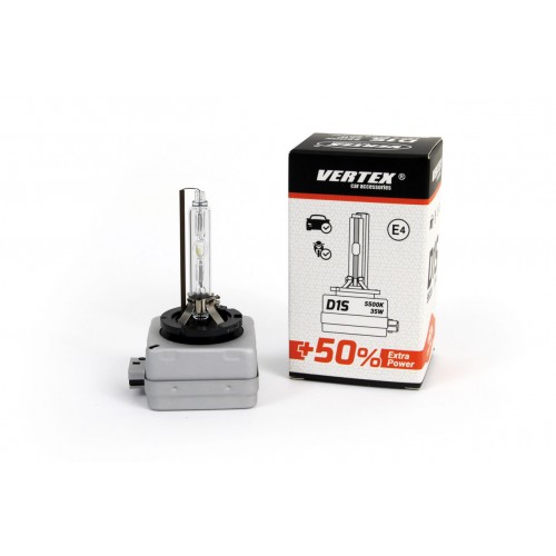 HID Ανταλλακτικη λάμπα Xenon D1S +50% επιπλέον φωτισμός 85V 35W 5500K Vertex 71675