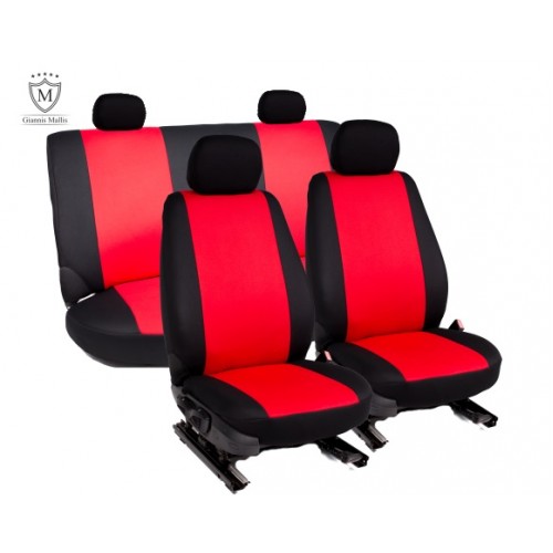OEM Καλυμμα καθισματων 9 τεμαχιων ενισχυμενα PLUTO (μαυρο-κοκκινο)