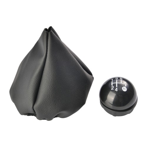 OEM μαύρη δερματίνη φούσκα λεβιέ + πόμολο λεβιε για Fiat 500 2007-