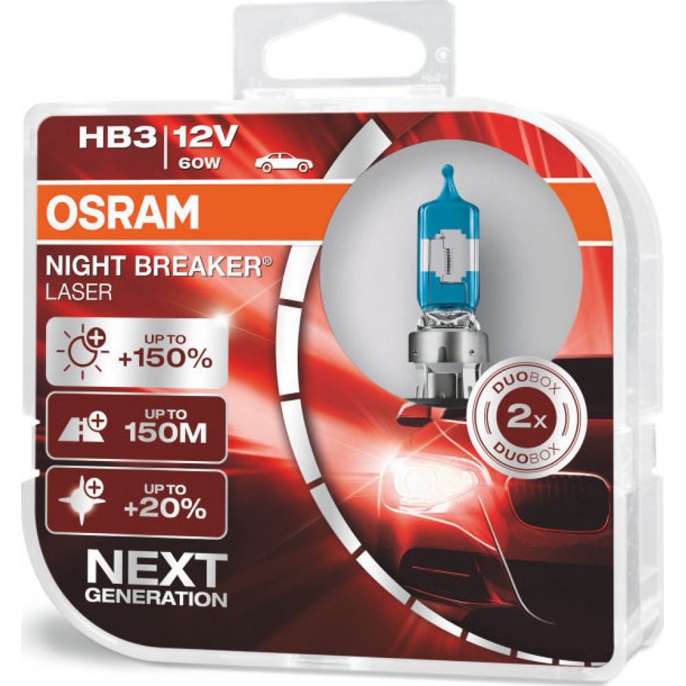 OSRAM 12V HB3 60W +150% NIGHT BREAKER LASER (9005NL-HCB) 2τμχ