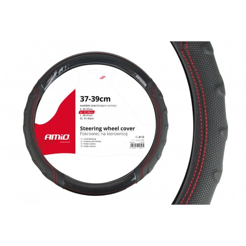 Κάλυμμα τιμονιού με κοκκινες ραφές MEDIUM 37-39CM ΑΜΙΟ SWC-21 01698