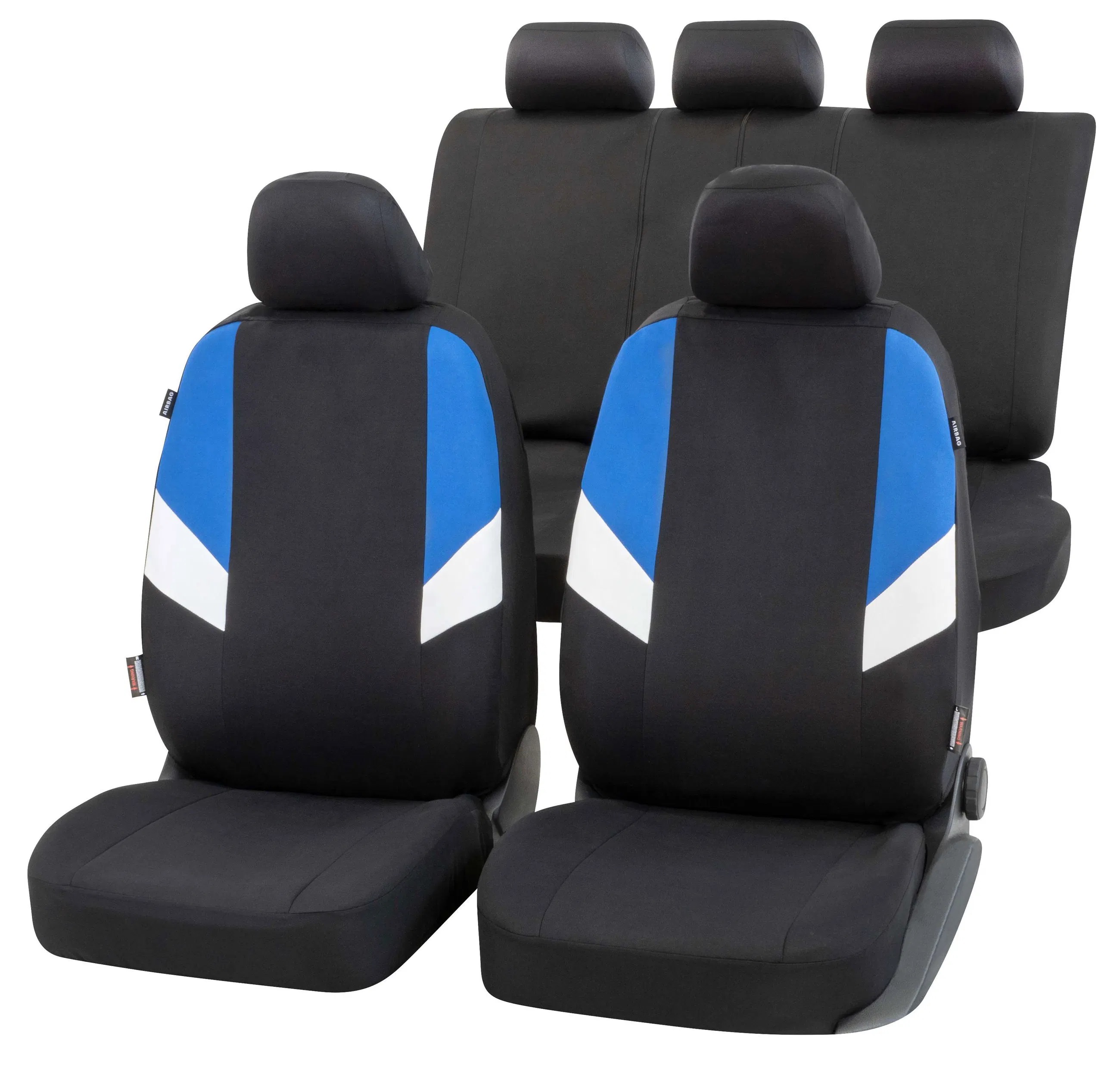 Καλύμματα Καθισμάτων Αυτοκινήτου CarComfort Cala Μαύρο-Μπλε - Σετ 14 Τεμαχίων