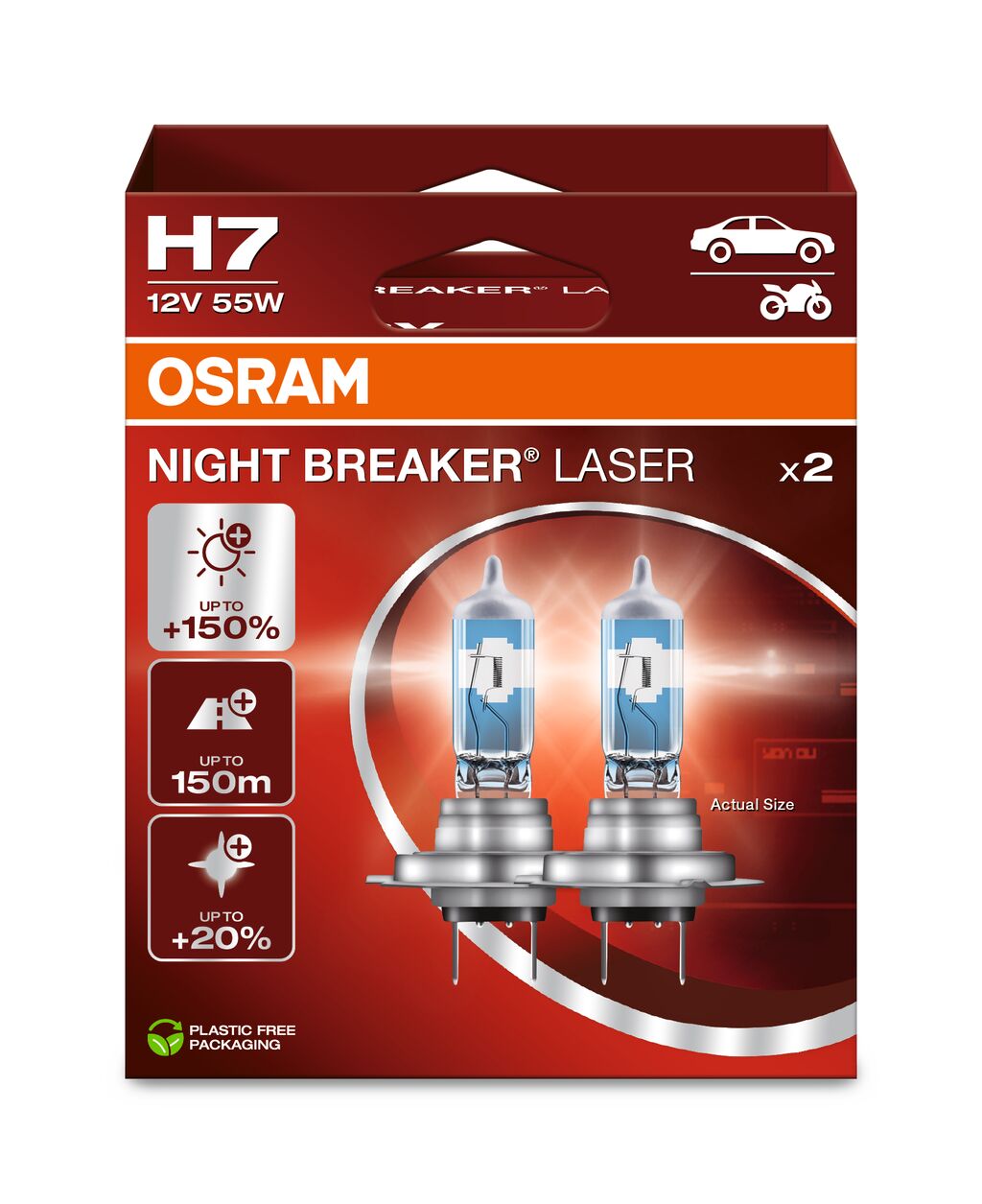 H7 12V 55W PX26d OSRAM NIGHT BREAKER LASER +150% Περισσότερος Φωτισμός 2τμχ