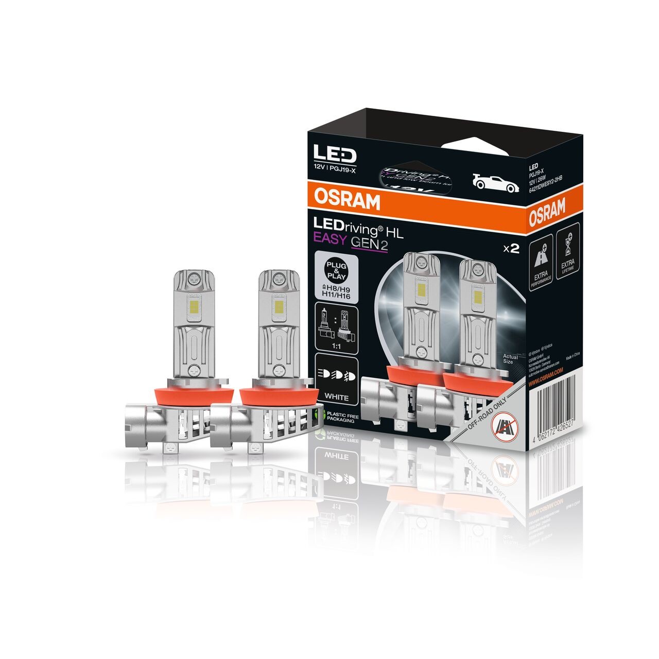 Σετ Λάμπες LED OSRAM LEDriving® HL EASY Gen.2 H8 / H9 / H11 / H16 12V 8.2W 6500K Cool White Duo (2 Τεμάχια)