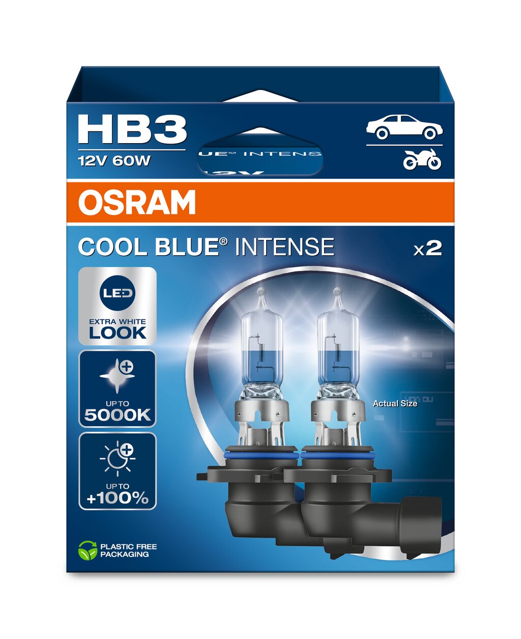 Σετ Λάμπες OSRAM HB3 Cool Blue Intense Next Generation 12V 60W έως 5000K +100% Light Duo (2 Τεμάχια)