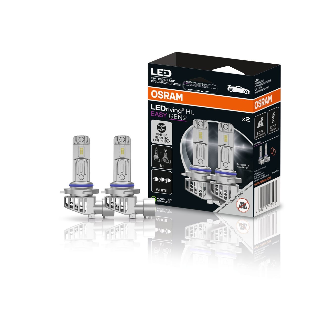 Σετ Λάμπες LED OSRAM LEDriving® HL EASY HB3 / HB4 / HIR2 12V 26W 6500K Cool White Duo (2 Τεμάχια)