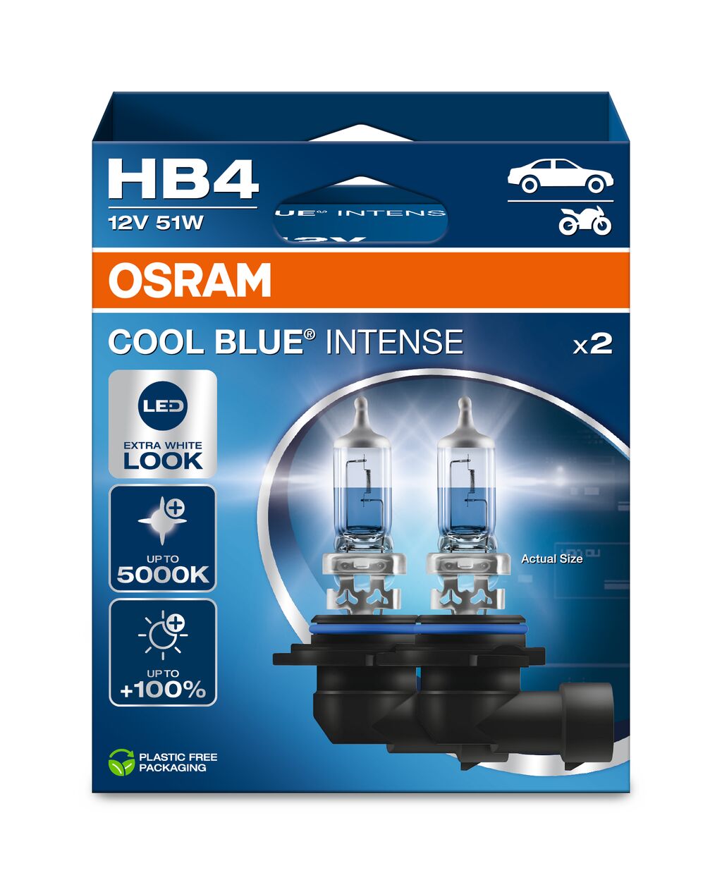 Σετ Λάμπες OSRAM HB4 Cool Blue Intense Next Generation 12V 51W έως 5000K +100% Light Duo (2 Τεμάχια)