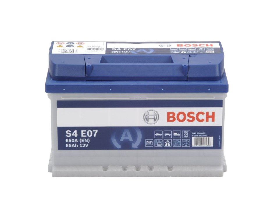 Bosch S4E07 EFB – 12V 65Ah 650A (EN) – Start-Stop – 278×175×175 mm Δ+